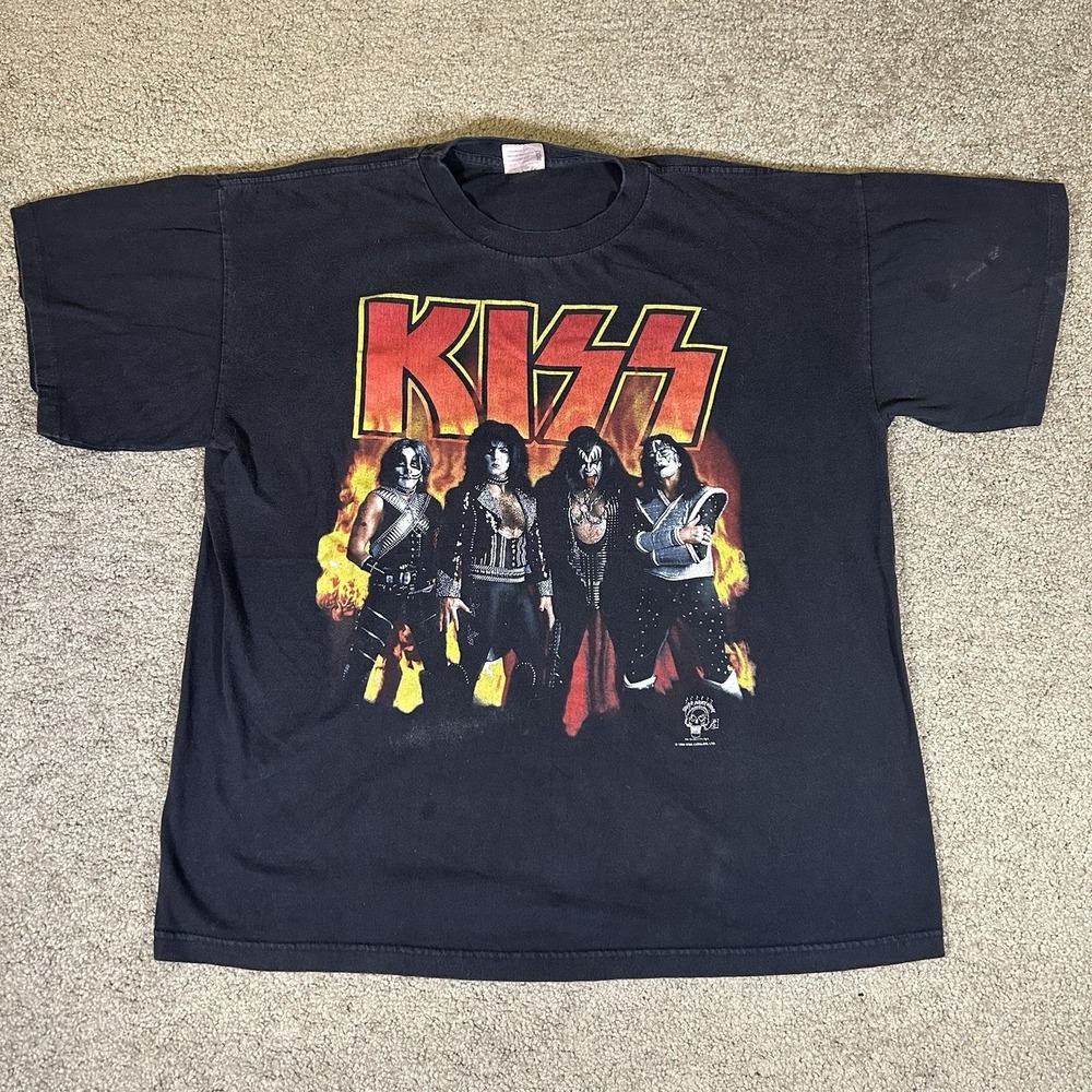 Vintage 90s Kiss Alive Worldwide Tour 1996 T Shirt Size XL Cronies Made In USA